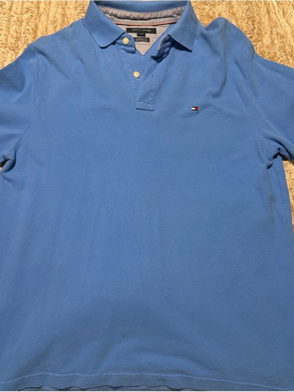 Tommy Hilfiger Blue Men's Polo Shirt with Flag Logo